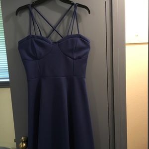 Deep blue fit and flare dress